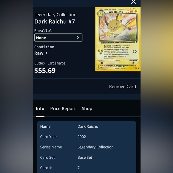 Dark Raichu Holographic Pokémon Card - Picture 3 of 3